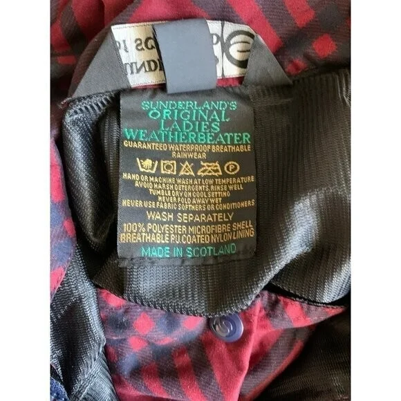 Sunderland Scotland Cygnet Plaid Pullover Windbreaker Jacket Red Blue Womens L